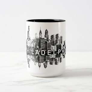 Philadelphia, Pennsylvania in het zwart Tweekleurige Koffiemok