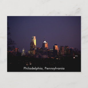 Philadelphia, Pennsylvania nachtskyline Briefkaart