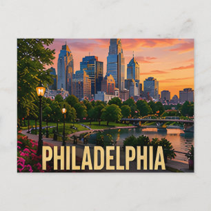 Philadelphia Pennsylvania Silhouette Waterfront Re Briefkaart
