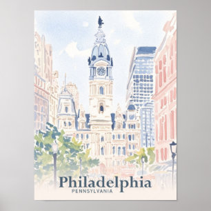 Philadelphia Pennsylvania USA Waterverf Reizen Poster