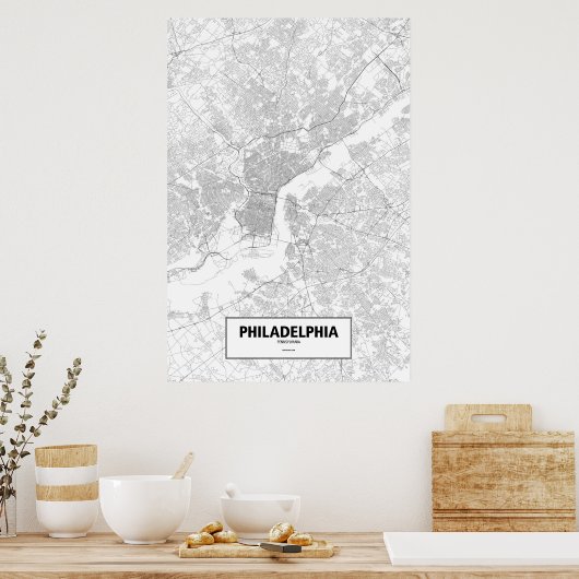 Philadelphia, Pennsylvania (zwart op wit) Poster (Keuken)