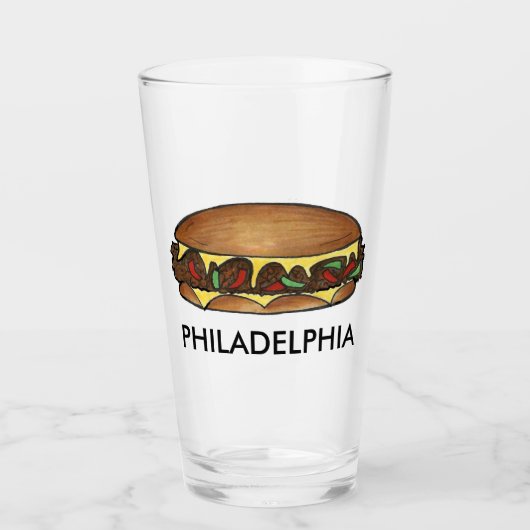 Philadelphia Philly PA Cheesesteak Steak Sandwich Glas (Voorkant)