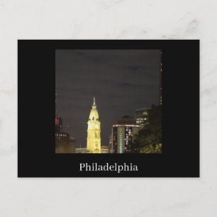 Philadelphia 's nachtzicht op een ansichtkaart briefkaart