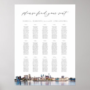 PHILADELPHIA Schilderde skyline Wedding Seding Cha Poster