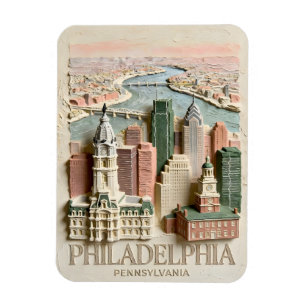 Philadelphia Silhouet Moderne Gestuctuurde Stadsge Magneet