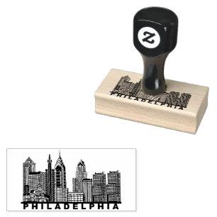 Philadelphia Silhouet van de Skyline Rubberstempel