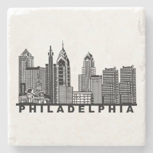Philadelphia Silhouet van de Skyline Stenen Onderzetter