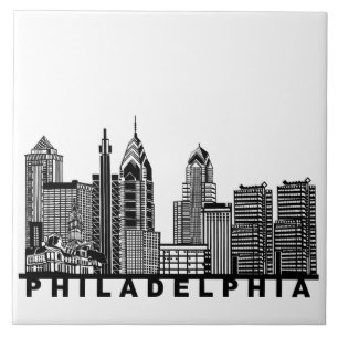 Philadelphia Silhouet van de Skyline Tegeltje