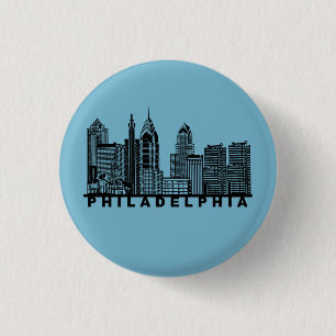 Philadelphia Silhouet van de Stad  Ronde Button 3,2 Cm