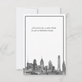 Philadelphia Skyline Etch BW Red Dank u Bedankkaart (Achterkant)
