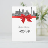 Philadelphia Skyline Etch BW Red RSVP Menu (Staand voorkant)