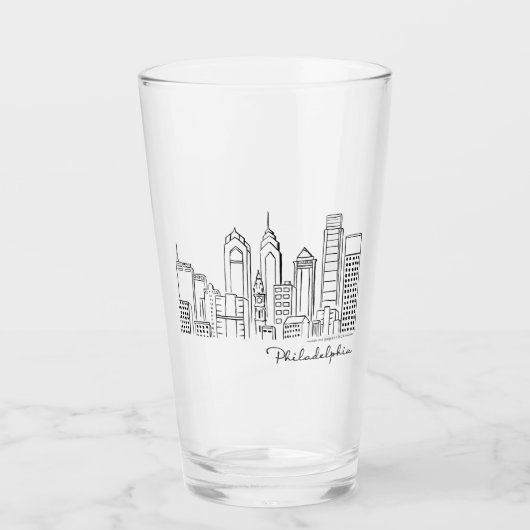 Philadelphia Skyline Glass Tumbler (Voorkant)