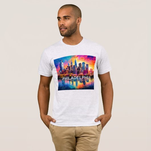 Philadelphia Skyline Graffiti Art T-shirt (Voorkant volledig)