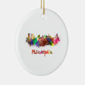 Philadelphia skyline in waterverf keramisch ornament (Rechts)