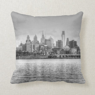 Philadelphia skyline in zwart-wit kussen