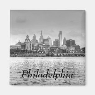 Philadelphia skyline in zwart-wit magneet