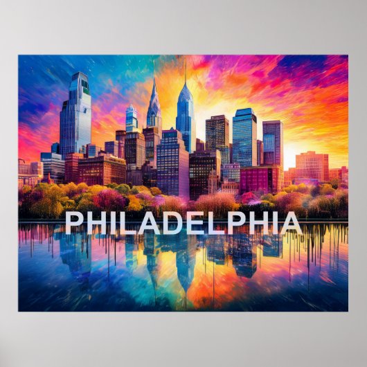 Philadelphia Skyline Kleurrijke stedelijke kunst Poster (Voorkant)