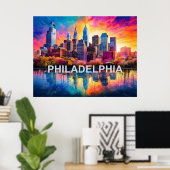 Philadelphia Skyline Kleurrijke stedelijke kunst Poster (Thuiskantoor)