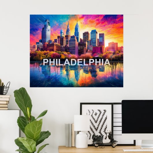 Philadelphia Skyline Kleurrijke stedelijke kunst Poster (Thuiskantoor)