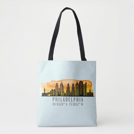 Philadelphia Skyline Map Coordinates Draagtas (Voorkant)