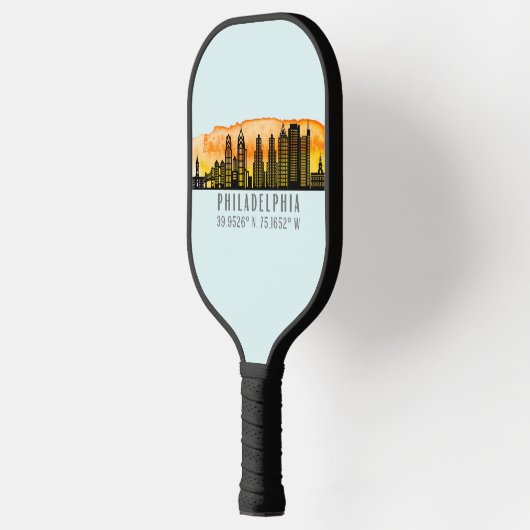 Philadelphia Skyline Map Coordinates Pickleball Paddle (Links)