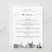 Philadelphia Skyline Mariage Dîner Carte menu 5x7 (Devant)
