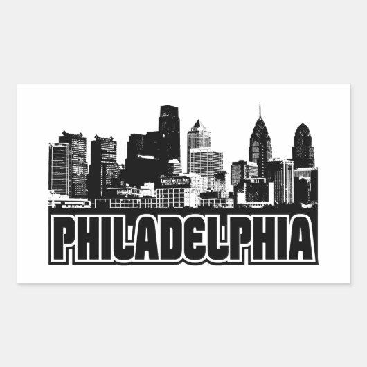 Philadelphia Skyline Rechthoekige Sticker (Voorkant)