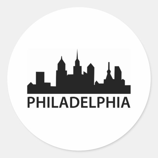 Philadelphia Skyline Ronde Sticker (Voorkant)