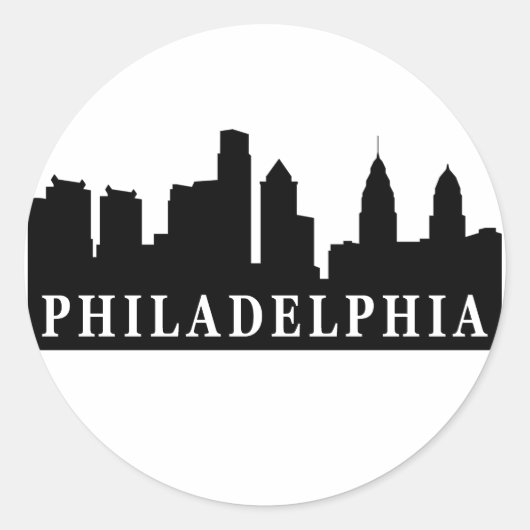 Philadelphia Skyline Ronde Sticker (Voorkant)