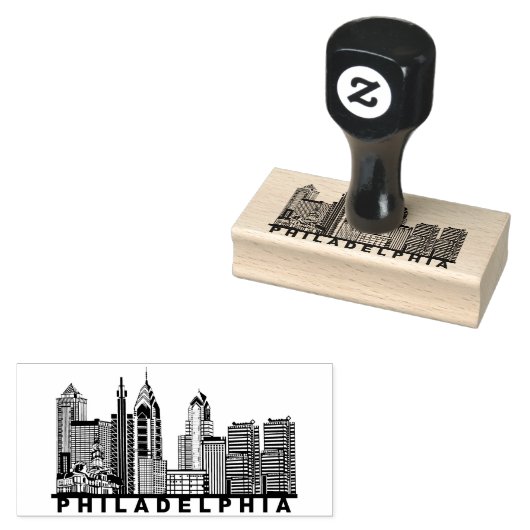 Philadelphia Skyline Silhouette  Rubberstempel (Gestempeld)