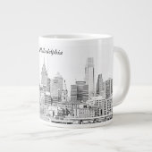 Philadelphia Skyline Sketch Jumbo Mok (Voorkant rechts)