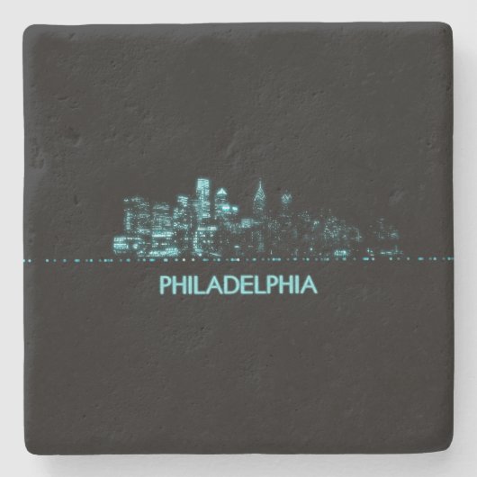 Philadelphia Skyline Stenen Onderzetter (Voorkant)