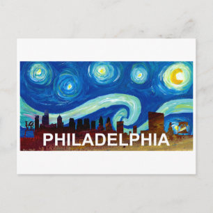 Philadelphia Skyline Sterrennacht Van Gogh Insp. Briefkaart