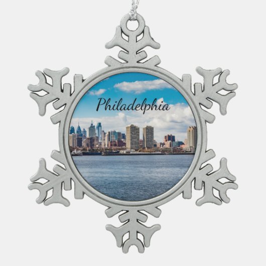 Philadelphia Skyline Tin Sneeuwvlok Ornament (Voorkant)