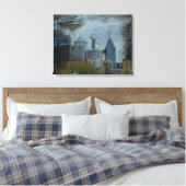 Philadelphia Skyline vanaf de rivierwandeling Canvas Afdruk (Insitu (Slaapkamer))