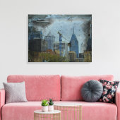 Philadelphia Skyline vanaf de rivierwandeling Canvas Afdruk (Insitu (Woonkamer))