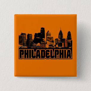 Philadelphia Skyline Vierkante Button 5,1 Cm