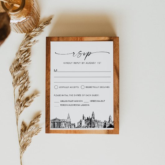 Philadelphia Skyline Wedding Carte de réponse RSVP