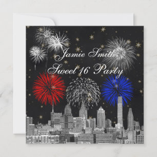 Philadelphia Skyline Zwart Goud Star Sweet 16 FW Kaart