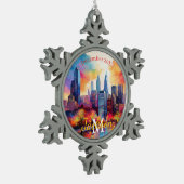 Philadelphia Snowflake Pewter Kerstversiering Tin Sneeuwvlok Ornament (Links)