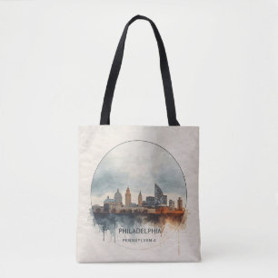 Philadelphia Stad Pennsylvania waterverf skyline Draagtas