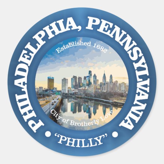 Philadelphia (steden) ronde sticker (Voorkant)