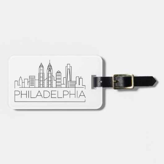 Philadelphia Stylized City Skyline Bagagelabel (Voorkant horizontaal)