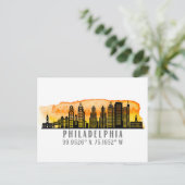 Philadelphia Sunset Skyline Map Coordinates Briefkaart (Staand voorkant)