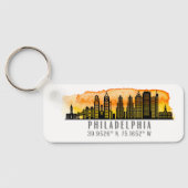 Philadelphia Sunset Skyline Map Coordinates Sleutelhanger (Achterkant)