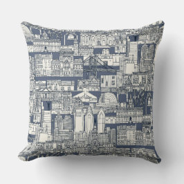 Philadelphia toile blauwe indigo kussen