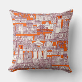 Philadelphia toile hot orange claret kussen