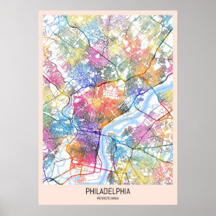 Philadelphia USA Stadkaart Poster
