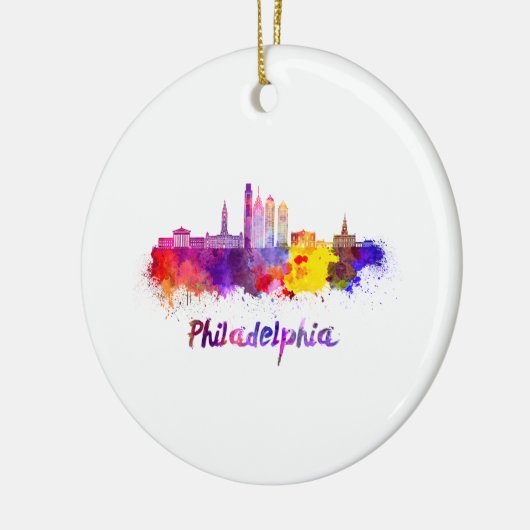 Philadelphia V2 skyline in waterverf Keramisch Ornament (Links)