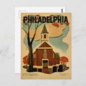 Philadelphia vintage poster briefkaart (Voorkant / Achterkant)
